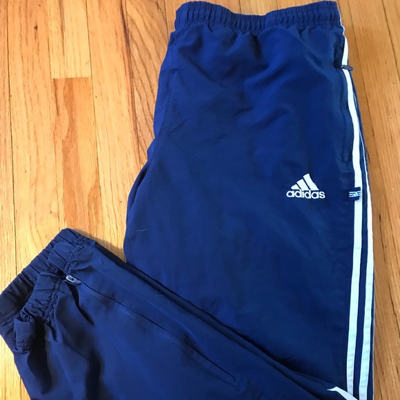 adidas 3 stripe blue track pants